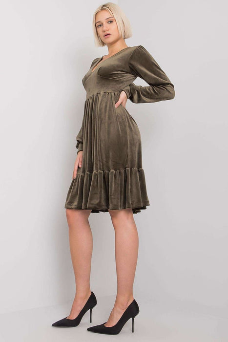 Chic Velour Frill Hem Dress