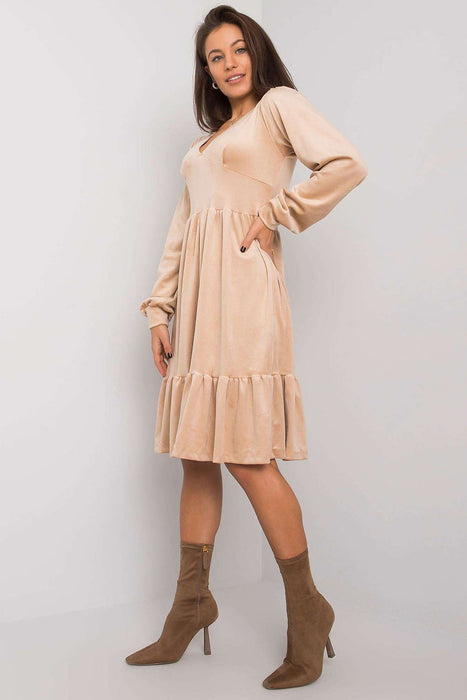 Chic Velour Frill Hem Dress