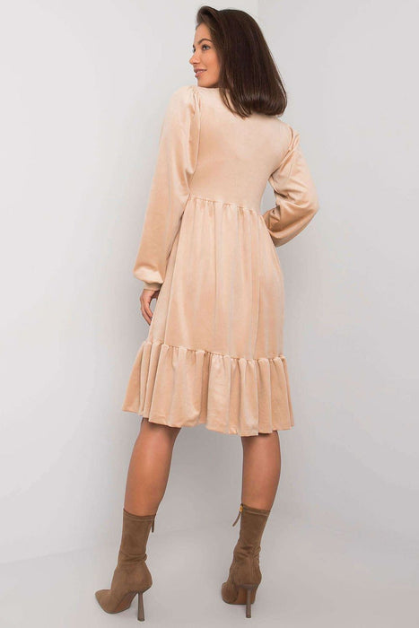 Chic Velour Frill Hem Dress