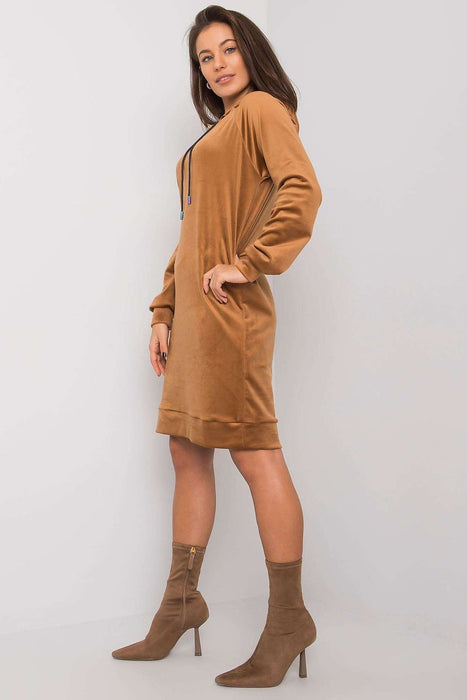 Stylish Velour Hooded Mini Dress for Casual Elegance