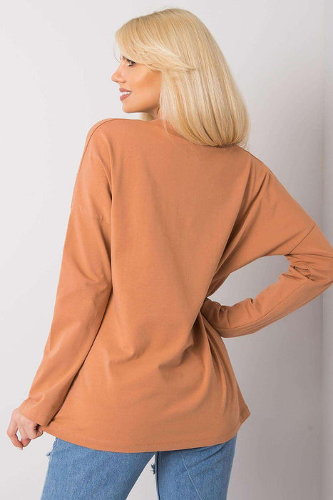 Elegant Long-Sleeved Cotton Top with Stretchy Fabric