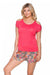 Coral Mosaic Print Knit Pajama Set with Short Sleeves and Shorts