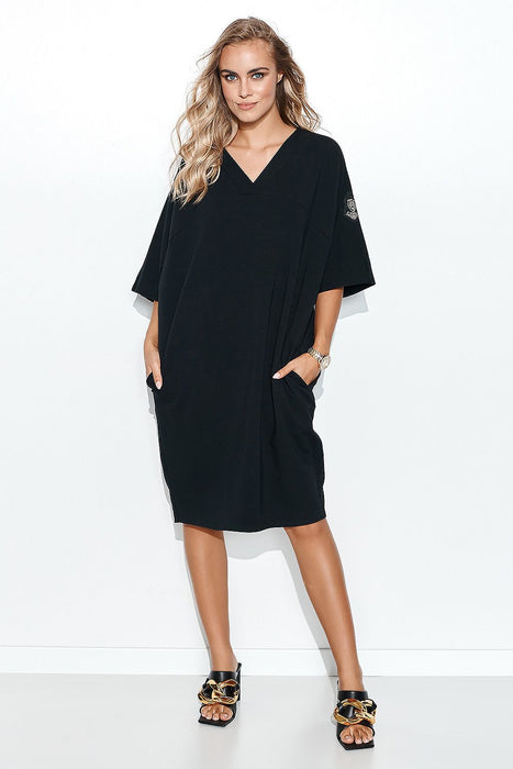 Geometric Cut Macadamia Casual Oversized Sweatshirt Dress