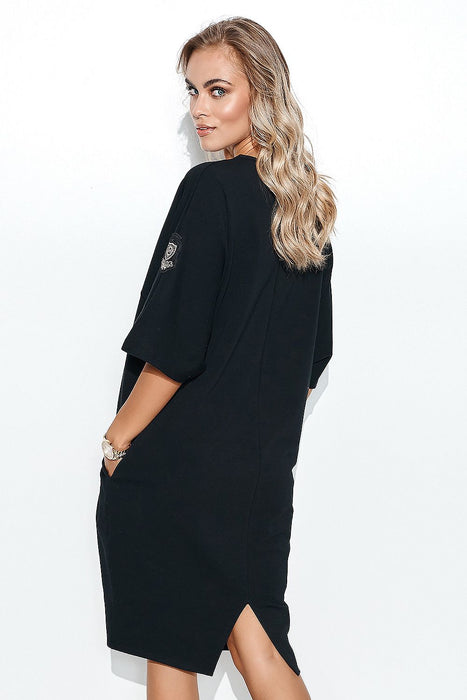 Geometric Cut Macadamia Casual Oversized Sweatshirt Dress