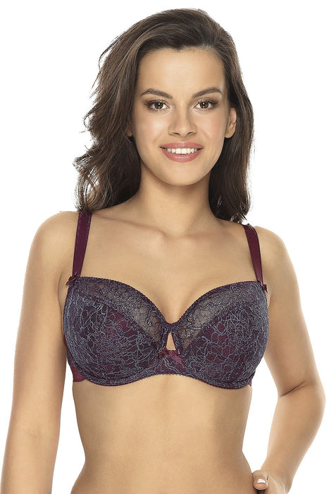 Elegant Embroidered Lace Bra with Customizable Straps - Liv Collection