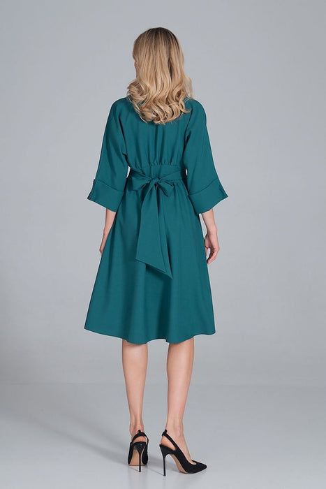 Elegant Sweetheart Kimono Midi Dress with Stylish Wide Sleeves