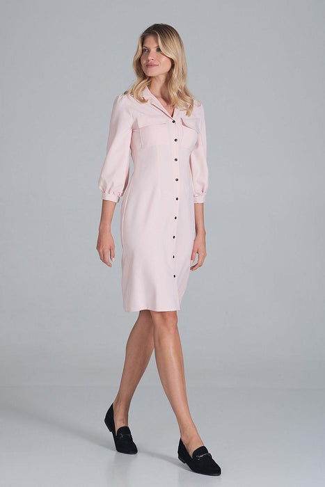 Chic Midi Shirt Dress with Convenient Pockets