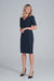 Chic Envelope Neckline Midi Pencil Dress with Stylish Button Accents