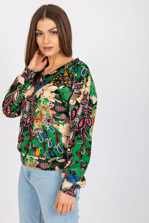 Elegant V-Neck Blouse with Unique Patterns by Italy Moda