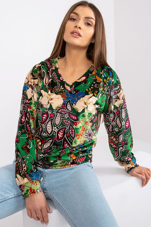 Elegant V-Neck Blouse with Unique Patterns by Italy Moda