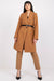 Elegant Belted Long Sleeve Overcoat by Italy Moda