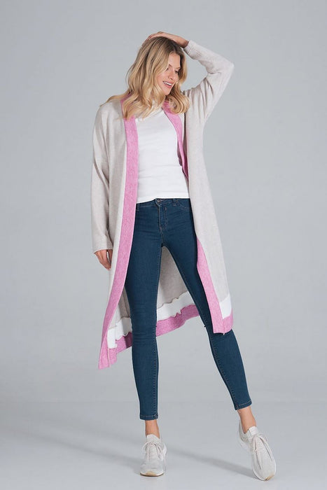 Trendy Tri-Color Knit Cardigan with Practical Pockets