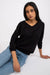 Elegant V-Neck Blouse with Ribbed Cuffs