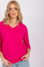 Elegant V-Neck Blouse with Ribbed Cuffs