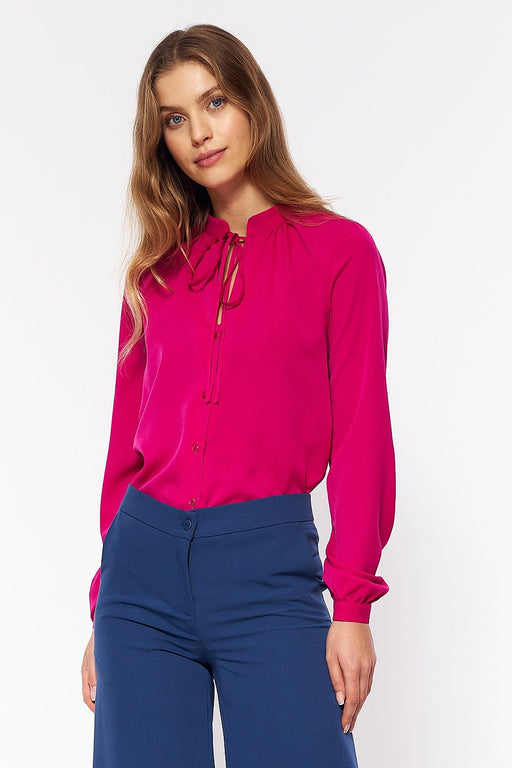 Elegant Springtime Tie-Collar Long Sleeve Shirt