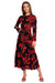 Floral Elegance Maxi Dress with Trendy Cut-Out Sleeves