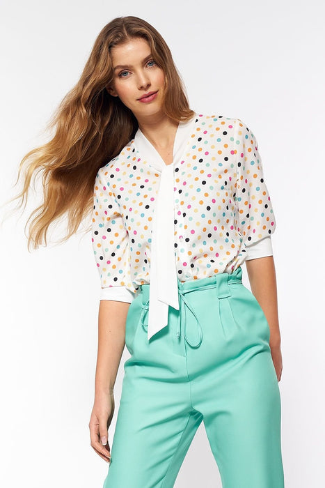 Retro Chic Polka Dot Short Sleeve Blouse