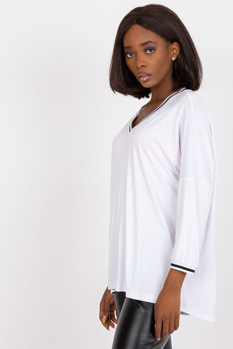 Chic V-Neck Top with Three-Quarter Sleeves