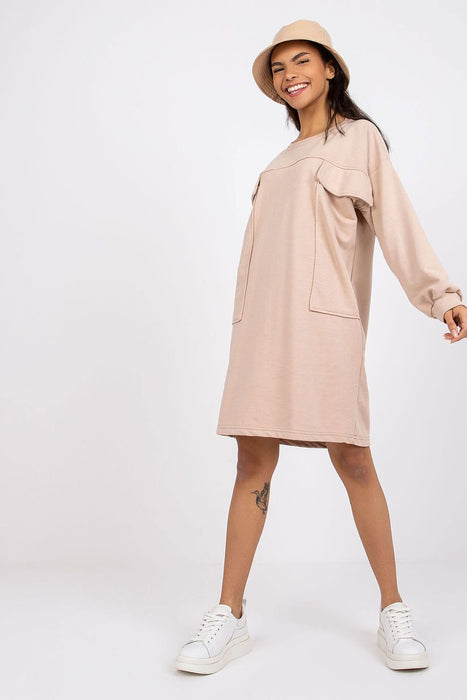 Casual Long Sleeve Pocket Dress