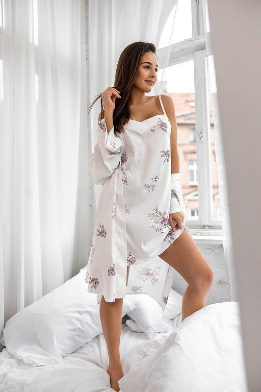 Violet Blossom Satin Luxe Robe