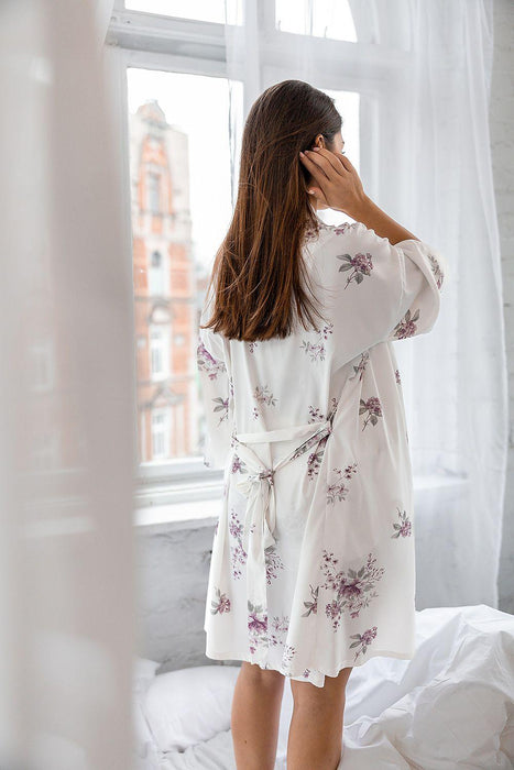 Violet Blossom Satin Luxe Robe