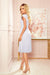 Elegant Beige Pleated Day Dress with Waist Belt