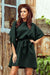 Olive Green Butterfly Dress with Belt by Numoco