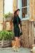 Olive Green Butterfly Dress with Belt by Numoco