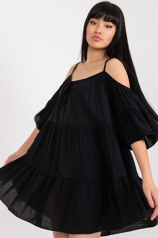 Chic Summer Frill Dress with Adjustable Neckline