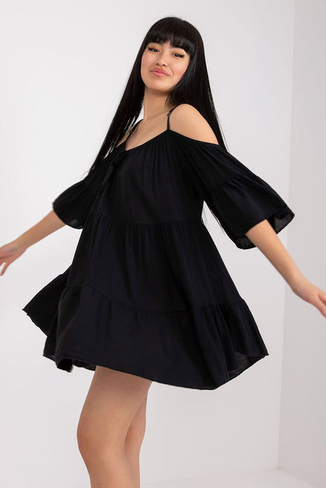 Chic Summer Frill Dress with Adjustable Neckline