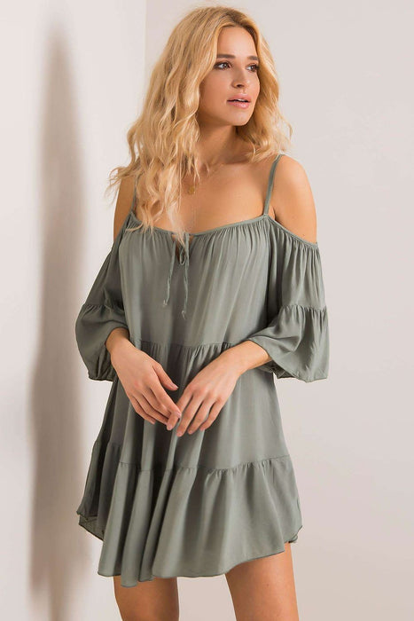 Chic Summer Frill Dress with Adjustable Neckline