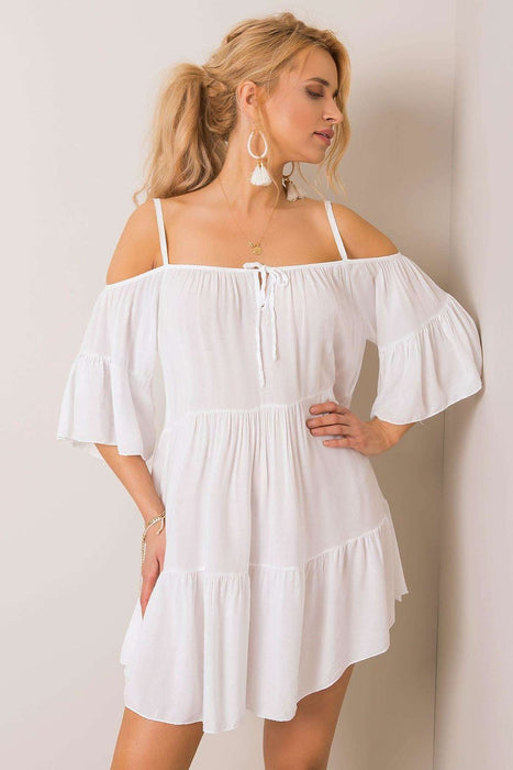 Chic Summer Frill Dress with Adjustable Neckline