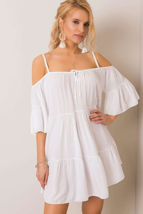 Chic Summer Frill Dress with Adjustable Neckline