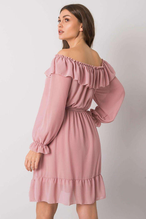 Spanish Chic Frilly Waist-Tie Daydress with Long Sleeves