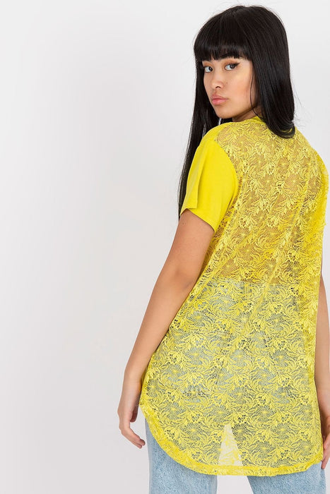 Chic Lace-Back Blouse with Stylish Cheese Neckline