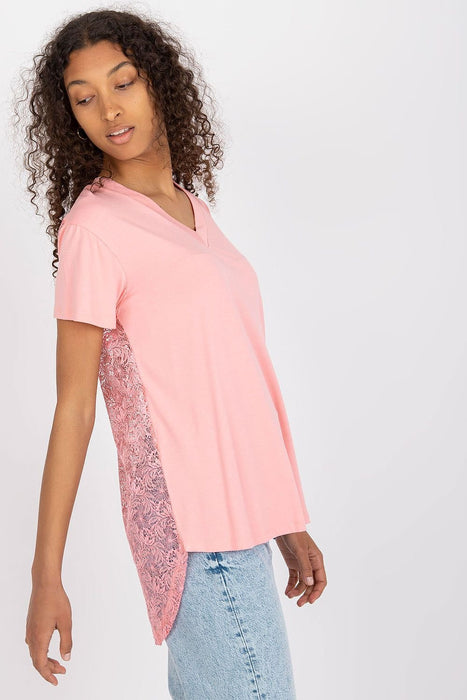 Chic Lace-Back Blouse with Stylish Cheese Neckline