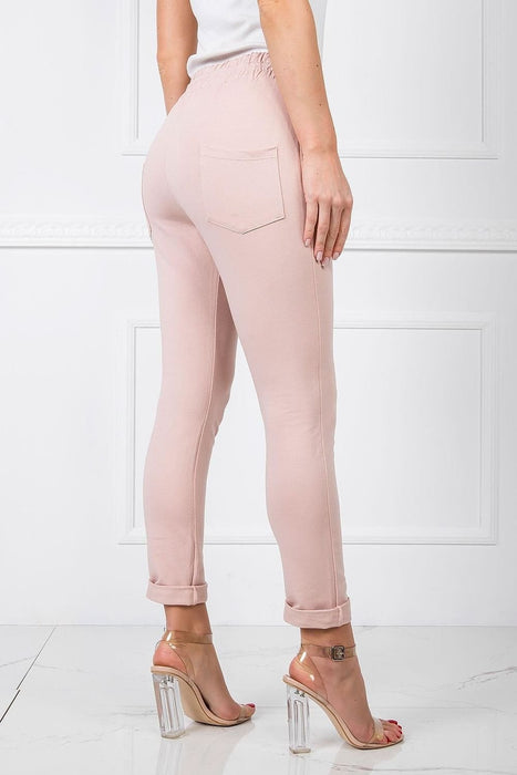 Stylish High-Waisted Cotton Blend Lounge Trousers