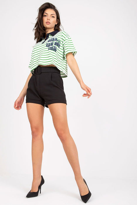 Sophisticated Italian Women's Zip-Front Shorts with Coordinating Belt