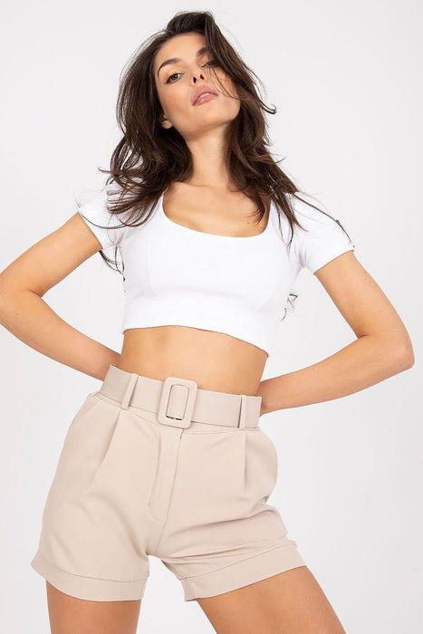 Sophisticated Italian Women's Zip-Front Shorts with Coordinating Belt