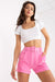 Sophisticated Italian Women's Zip-Front Shorts with Coordinating Belt