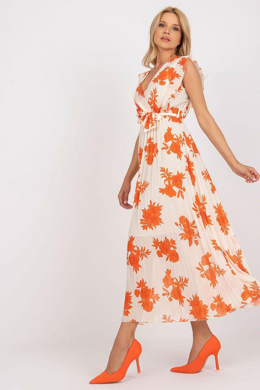 Frilled Sleeve Tie-Waist Maxi Dress for Summer Elegance