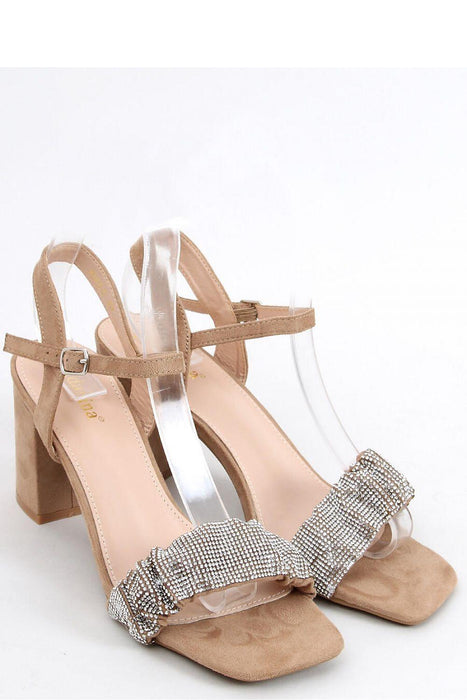 Chic Ecological Suede Heel Sandals with Glittering Accents