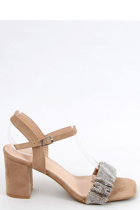 Chic Ecological Suede Heel Sandals with Glittering Accents