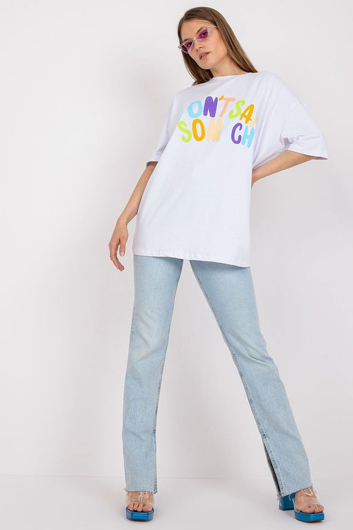 Chic Ladies' Cotton Blend T-shirt with Stylish Text