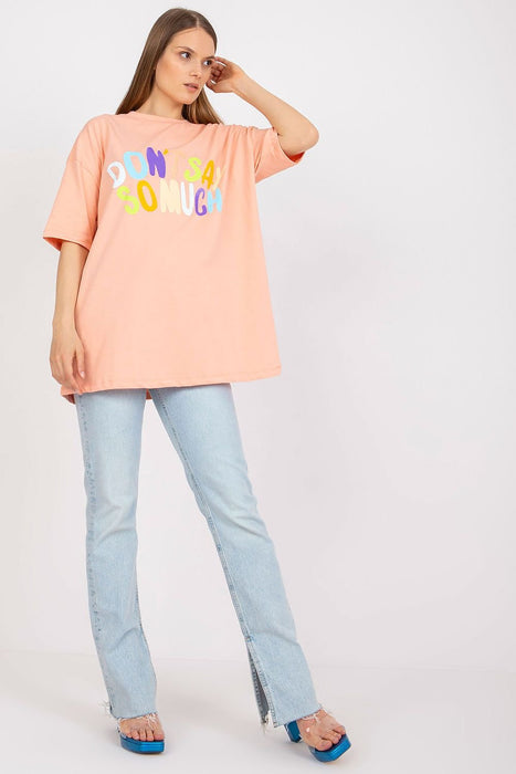 Chic Ladies' Cotton Blend T-shirt with Stylish Text