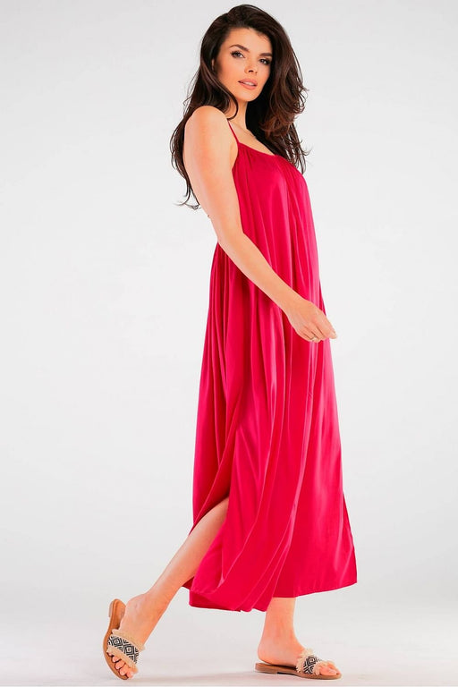 Effortlessly Chic Viscose Maxi Dress with Statement Ring Detail