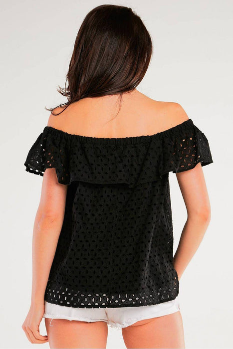 Elegant Spanish-Style Ruffle Cotton Top