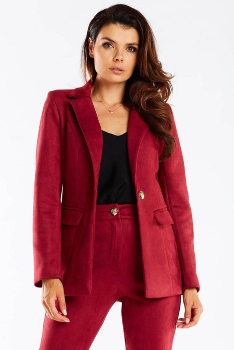 Golden Button Shawl Collar Suit Jacket for Women