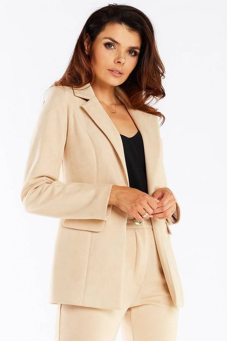 Golden Button Shawl Collar Suit Jacket for Women