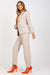 Elegant Italian Women's Button-Up Jacket with Trendy Shoulder Padding